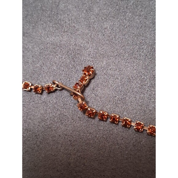 Vintage Topaz Rhinestone Festoon Necklace Teardrop Stones - Picture 6 of 6